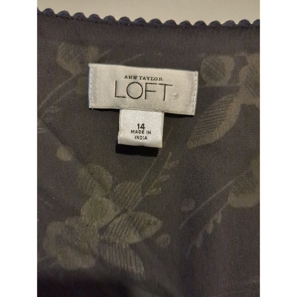 Ann Taylor Loft Floral Dress Size 14 Black Green White - Picture 2 of 6